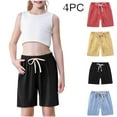 thumbnail image 1 of Einccm 4PC Kids Shorts Set, Boys and Girls Fashion Casual Cotton-Linen Summer Pants, Soft Breathable Adjustable Waist, Vibrant Red and Navy Colors, Ages 2-12, 1 of 9