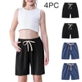 thumbnail image 1 of Einccm 4PC Kids Shorts Set, Boys and Girls Fashion Casual Cotton-Linen Summer Pants, Soft Breathable Adjustable Waist, Vibrant Red and Navy Colors, Ages 2-12, 1 of 9