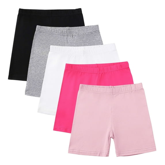 Einccm 5 Pack Girls Leggings Shorts, Soft and Stretchy Yoga and Casual Pants, Breathable Comfort for Daily Wear, Sports, Home, and Active Play, Ages 5-14