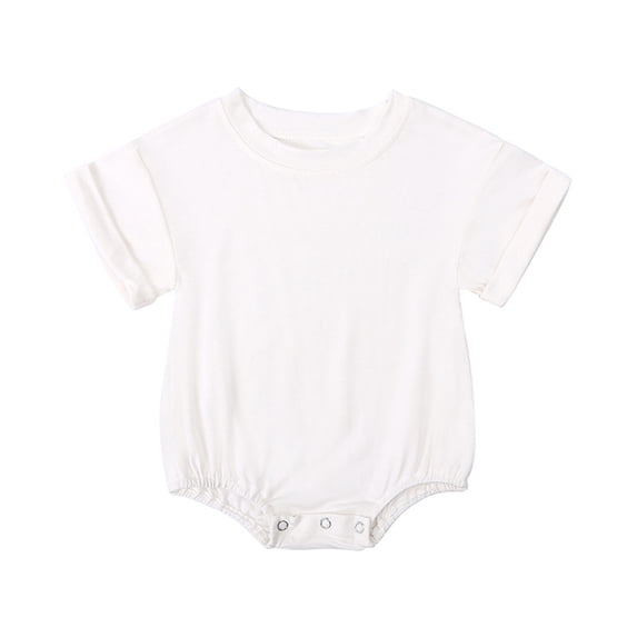 Einccm Baby Boys Girls Bamboo Romper - Soft Short Sleeve Round Neck Jumpsuit - Breathable Summer Bodysuit with Bottom Snaps for borns and Toddlers 3-24M