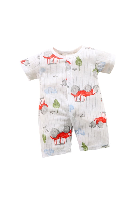 Baby Boys' Girls' Summer Romper, Cute Space and Dinosaur Printed One-Piece Bodysuit with Snap Buttons, Casual Daily Wear and Sleep, Fits born Infants 0-12 Months