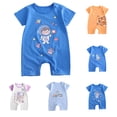 thumbnail image 1 of Einccm Baby Boys' and Girls' Unisex Short Sleeve Cotton Romper - Space Theme Print Lightweight Summer Jumpsuit - Comfortable Soft Snap Closure Bodysuit for Infants and Toddlers 1-12 Months, 1 of 4
