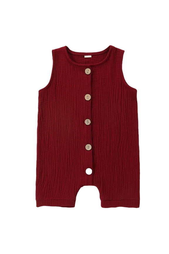 Baby Girls' and Boys' 100% Cotton Sleeveless Romper - Solid Color born Summer Bodysuit - Soft Breathable Snap Closure One-Piece Jumpsuit - Fits 0-24 Months