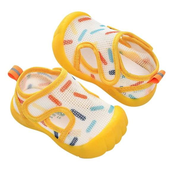 Einccm Baby Shoes - Breathable Mesh Infant Sneakers with Soft Sole - Colorful Striped Walking Shoes with Hook and Loop Closure and Anti-Collision Toe for Toddler Summer Outdoor Activities