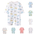 thumbnail image 1 of Einccm Baby Unisex Cotton Romper, Cute Dinosaur Print 3/4 Sleeve Jumpsuit, Lightweight Sleep and Play One-Piece Pajamas with Snap Front, for borns and Toddlers 0-24 Months, 1 of 5