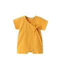 thumbnail image 1 of Einccm Baby Unisex Onesie - Short Sleeve V-Neck Romper, 100% Cotton Lightweight Summer Onesie Bodysuit with Snap Bottom & Side Tie Detail, 0-12 Months, 1 of 3