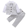 thumbnail image 1 of Einccm Boys 2 Piece Formal Outfit - Long Sleeve Shirt Vest Bow Tie and Pants Suit for Boys 6 Months-10 Years, 1 of 4