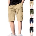 thumbnail image 1 of Einccm Boys' Cargo Shorts Summer Elastic Waist Loose Fit Workwear Casual Mid-Length Shorts with Large Pockets for Kids and Teens Age 4-15 Outdoor Daily Wear, 1 of 9