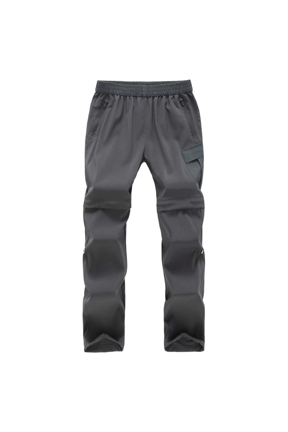 Boys Girls Detachable Hiking Pants - Waterproof Windproof Convertible Cargo Pants with Elastic Waist, Quick Dry Outdoor Climbing Trekking Trousers for Kids 3-15 Years