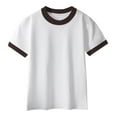 thumbnail image 1 of Einccm Boys and Girls Short Sleeve T-Shirts, Cotton Breathable Crewneck Color Block Solid Tee, Soft Casual Summer Top for Kids Toddlers Youth Age 2-13 Years, 1 of 9