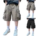 thumbnail image 1 of Einccm Boys Summer Workwear Shorts, Mid-Length Casual Adjustable Waist Pants, Straight Leg with Large Pockets, Comfortable Loose-Fit Summer Shorts for 5-16 Years, Ideal for Daily Wear, 1 of 5