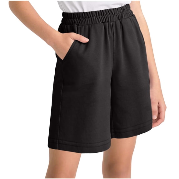 Einccm Children's Elastic Waist Shorts, Lightweight Summer Casual Five-Panel Pants, Soft Breathable Cotton, Functional Side Pockets, Perfect for 3-13 Years