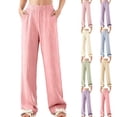 thumbnail image 1 of Einccm Children's Long Pants, High-Waist Wide Leg Casual Trousers with Elastic Waist and Large Side Pockets, Breathable and Loose Fit for Girls 5-15 Years, 1 of 6