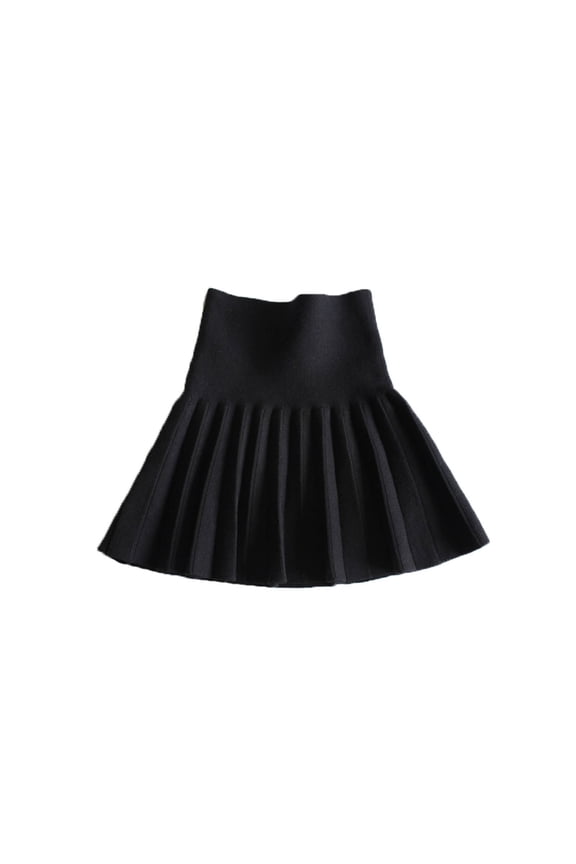 Dress Girls Pleated Skirt Sweet Solid Color Mini Skirt High Waist Elastic Waist Knit Fleece Short Skirt Classic School Casual Performance Outfit for Kids Girls Sizes 4-14 Years