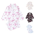 thumbnail image 1 of Einccm Girls 2-Piece Pajama Set, Long Sleeve Top and Short Pants with Button-Down Collar and Cute Print, Soft Polyester Comfort Fit for Casual Daily Wear, Ages 4-7 Years, 1 of 9