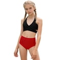 thumbnail image 1 of Einccm Girls Bikini Swimsuit Set Toddler & Kids 2 Piece Solid Color Swimwear Ages 2–11, Ruched Two-Piece Bikini Set, Sleeveless Quick-Dry Bathing Suit for Beach Pool, 1 of 9