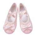 thumbnail image 1 of Einccm Girls Dance Shoes Bow and Pearl Soft Sole Practice Shoes Elastic Strap Ballet Flats for Party and Performance, 1 of 6