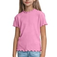 thumbnail image 1 of Einccm Girls Flutter Sleeve T-Shirt Top - Cute Ruffled Round Neck and Hem Detail, Short Length Comfortable Casual Wear for Spring Summer, Perfect for Toddler and Little Girls Ages 1 to 10 Years, 1 of 5