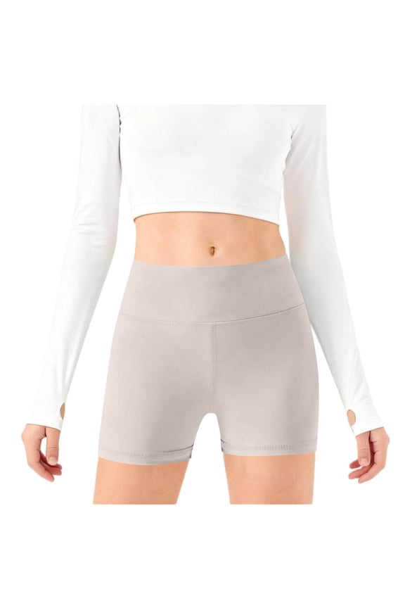 Girls High Waist Yoga Dance Shorts, Kids Gymnastics Activewear Bottoms, Elastic Waistband, Perfect for School, Outdoor Play, Running, Jump Rope, Spring and Summer, Ages 5-14