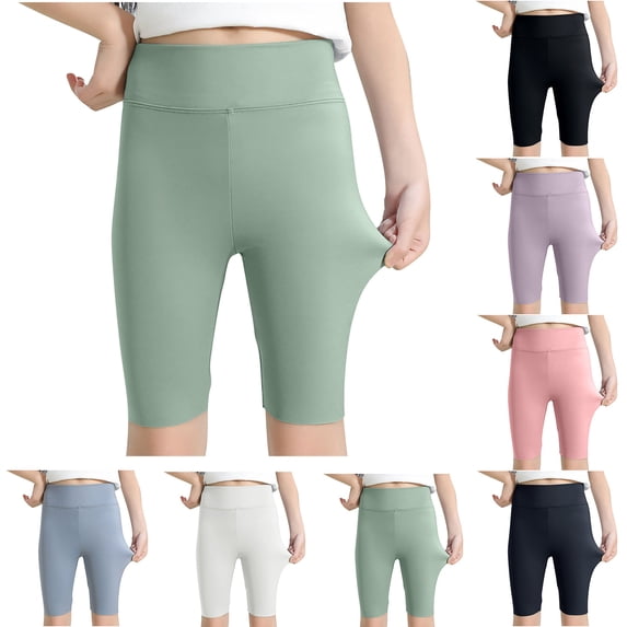 Einccm Girls High Waisted Bike Shorts Soft Breathable Yoga Leggings Stretchy Athletic Under Dress Safety Shorts for Toddlers and Big Kids Size 2-12 Years