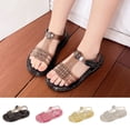 thumbnail image 1 of Einccm Girls Jelly Princess Crystal Shoes - Soft Soled Comfortable Breathable Beach Sandals with Glitter Transparent PVC Upper Non Slip Sole and Knob Buckle for Summer Party Casual Outings, 1 of 8