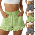 thumbnail image 1 of Einccm Girls Plaid Ruffle Shorts, Elastic Waist Casual Checkered Short Pants with Pockets for Toddlers and Little Kids 2-8 Years, Cute Everyday School and Playwear, 1 of 6