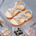 thumbnail image 1 of Einccm Girls Princess Sandals, Rhinestone Pearl Bow, Hook and Loop, Breathable Non-Slip Summer Dress Shoes for Big Kids, 1 of 7