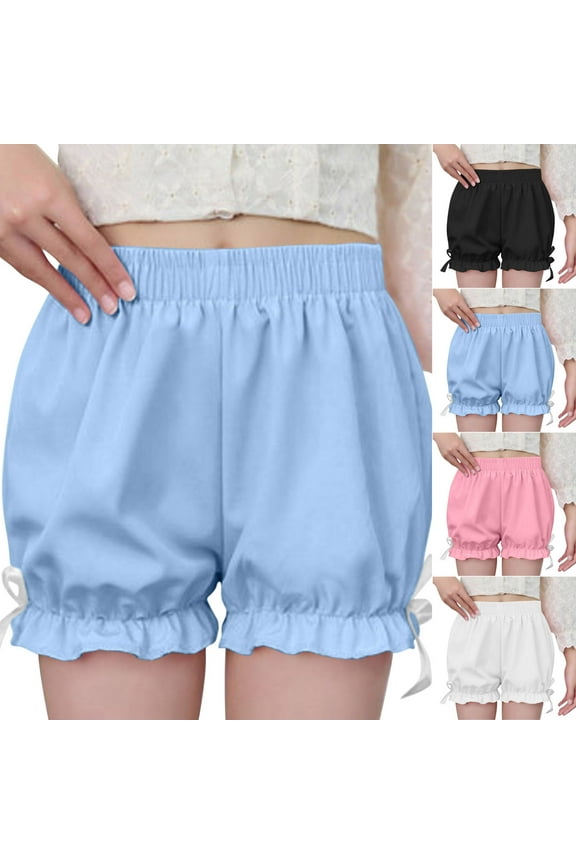 Girls Safety Shorts High Waisted Ruffle Hem Loose Fit Summer Thin Anti-Exposure Bottom Shorts Casual Sweet Outerwear for Big Kids 4-16 Years