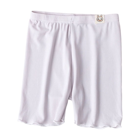 Einccm Girls Safety Shorts Ice Silk Knit Ruffle Hem Elastic Waist Solid Color Under Skirt Shorts Casual Breathable Summer Dance Leggings for Kids Ages 2-13