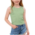 thumbnail image 1 of Einccm Girls' Sleeveless Butterfly Embroidered Crop Tank - Slim Ribbed Round-Neck Spring/Summer Top Ages 0-12, Breathable Layering for School & Play, 1 of 7