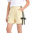thumbnail image 1 of Einccm Girls Summer Casual Shorts with Bow Accent and Striped Detail, Elastic Waist Athletic Play Shorts with Pockets for Toddlers and Little Kids 6 Months-7 Years, 1 of 5