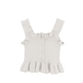 thumbnail image 1 of Einccm Girls Summer Solid Ribbed Knit Camisole Top - Ruffle Strap Sleeveless Button Front Cropped Tank with Flare Hem, Casual Slim Fit Cute Vest for Toddler Little Girls 2-10 Years, 1 of 5