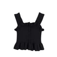 thumbnail image 1 of Einccm Girls Summer Solid Ribbed Knit Camisole Top - Ruffle Strap Sleeveless Button Front Cropped Tank with Flare Hem, Casual Slim Fit Cute Vest for Toddler Little Girls 2-10 Years, 1 of 5