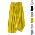 thumbnail image 1 of Einccm Girls Summer Wide Leg Pants, Soft Modal Breathable Mosquito Pants with Elastic Dstring and Rolled Cuffs, Casual High Waisted Loose Lounge Trousers for Big Kids Age 4-15 Years, 1 of 4