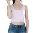 thumbnail image 1 of Einccm Girls Training Bra Crop Tank Top – Elastic Modal Padded Seamless U-Neck Camisole, Ribbed Cute Wave Hem Comfort Fit for Big Kids Tween Girls 7-15 Everyday Wear, 1 of 6