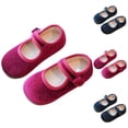 thumbnail image 1 of Einccm Girls Velvet Mary Jane Flats, Hook and Loop Princess Dress Shoes with Buckle Detail, Lightweight for Party, Wedding, School, 1 of 6