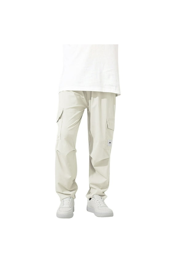 Kids Cargo Pants Elastic Waist Outdoor Mosquito Proof Trousers with Large Pockets Loose Casual Work Pants for Boys and Girls 4-13 Years School Travel Sports