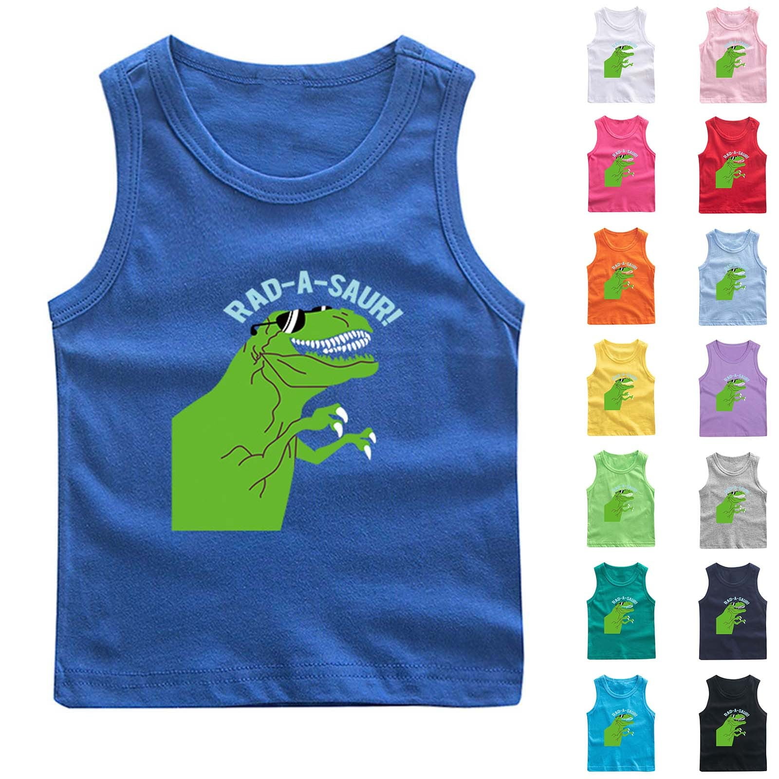 Einccm Kids Dinosaur Sleeveless Vest Top, RAD-A-SAUR Cartoon Graphic ...