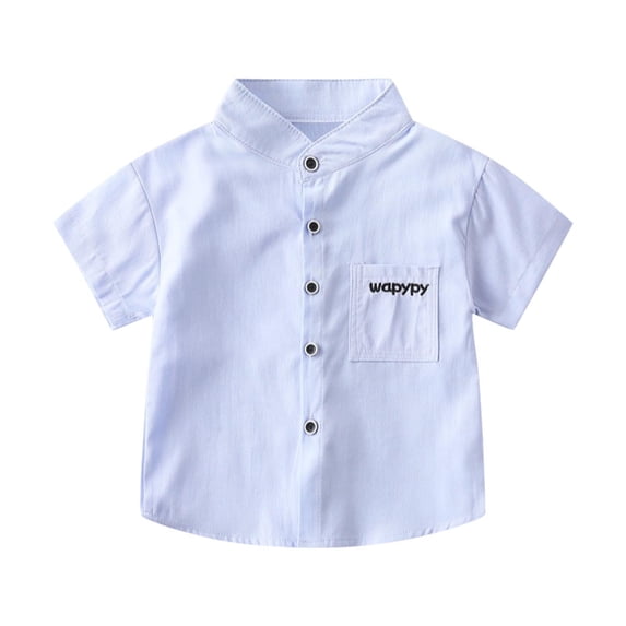 Einccm Kids Short Sleeve Collared Button Up Shirt - Solid Color Loose Fit Casual Pocket Top for Boys and Girls Ages 2-10, Summer School and Daily Wear