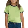 thumbnail image 1 of Einccm Kids Short Sleeve T-Shirt - Contrast Stripe Crew Neck Design, Relaxed Fit Casual Top for Boys and Girls Ages 3 to 14, Available in 10 Colors for School Outdoor Daily Wear, 1 of 9