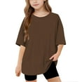 thumbnail image 1 of Einccm Kids Short Sleeve T-Shirt - Loose Fit Casual Solid Color Top with Trendy Irregular Hem Design for Boys and Girls Ages 5 to 15 Years, 5 Color Options, 1 of 8