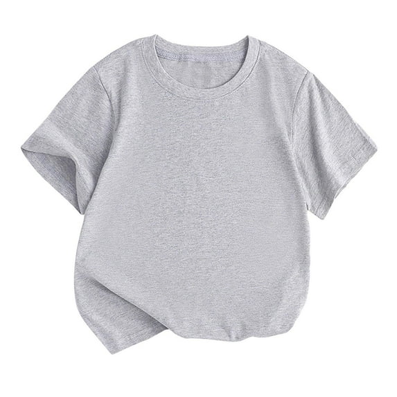 Einccm Kids Short Sleeve T-Shirt, Loose Fit Drop Shoulder Crewneck Tee with Curved Hem, Solid Color Casual Everyday Top for Toddler Boys and Girls