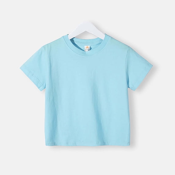 Einccm Kids Solid Color Short Sleeve T-Shirt, Cotton Round Neck Basic Tee, Soft Breathable Casual Top for Toddler Baby Boys and Girls, Summer Daily Wear Ages 2-9 Years