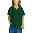 thumbnail image 1 of Einccm Kids V-Neck Short Sleeve Graphic T-Shirt for Boys and Girls, 10 Color Options, Relaxed Fit Casual Top Perfect for School Outdoor Daily Wear, Ages 3 to 14, 1 of 5