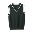 thumbnail image 1 of Einccm Kids V-Neck Sweater Vest Solid Color Knit School Uniform Pullover for Boys and Girls, Classic Preppy Style Layering Top for Spring Fall Everyday Casual Wear, Ages 3-15, 1 of 6