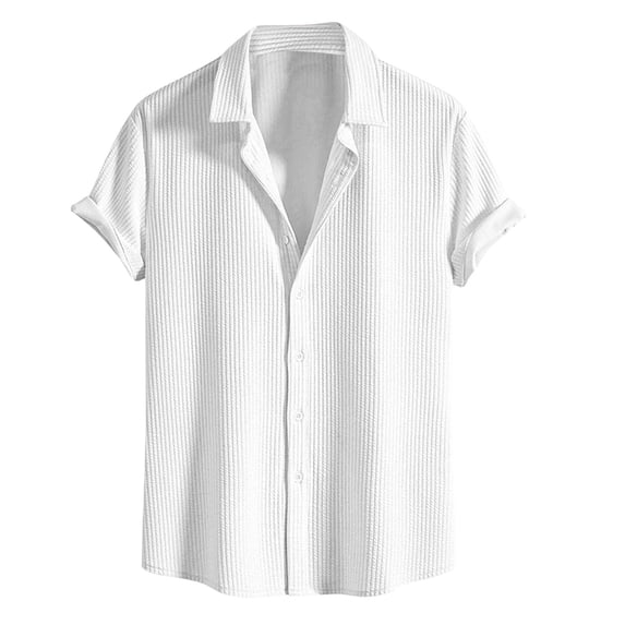 Einccm Men's Casual Short Sleeve Lapel Shirt, Button Front Style Top for Everyday Work Leisure, Classic Fit Lightweight Easy Care Summer Wear