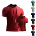thumbnail image 1 of Einccm Men's Hooded Short Sleeve T-Shirt Quick Dry Moisture Wicking Athletic Tee Breathable Polyester Gym Workout Training Running Casual Activewear Regular Fit Solid Color, 1 of 7
