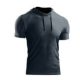 thumbnail image 1 of Einccm Men's Hooded Short Sleeve T-Shirt Quick Dry Moisture Wicking Athletic Tee Breathable Polyester Gym Workout Training Running Casual Activewear Regular Fit Solid Color, 1 of 6