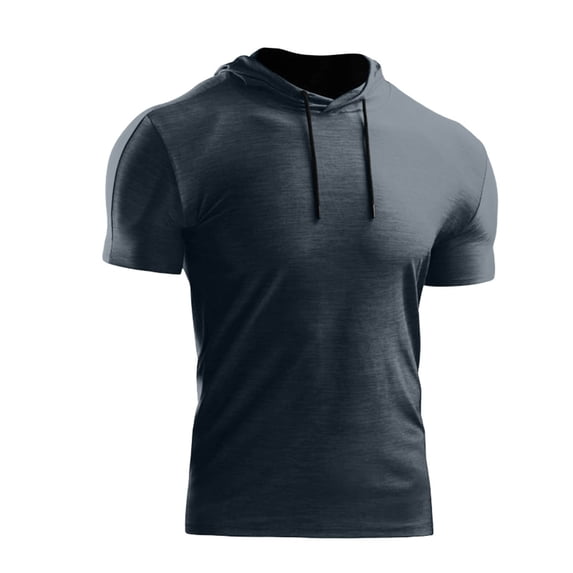 Einccm Men's Hooded Short Sleeve T-Shirt Quick Dry Moisture Wicking Athletic Tee Breathable Polyester Gym Workout Training Running Casual Activewear Regular Fit Solid Color