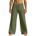 thumbnail image 1 of Einccm Men's Linen Pants - Loose Fit Wide Leg Casual Beach Trousers with Pockets, High Waisted Comfortable Cotton Linen Yoga Pants for Summer Vacation and Daily Wear, 1 of 5